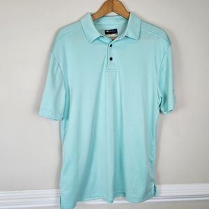 Jack Nicklaus Men's Medium Gold Polo Shirt Teal Blue Green A1020